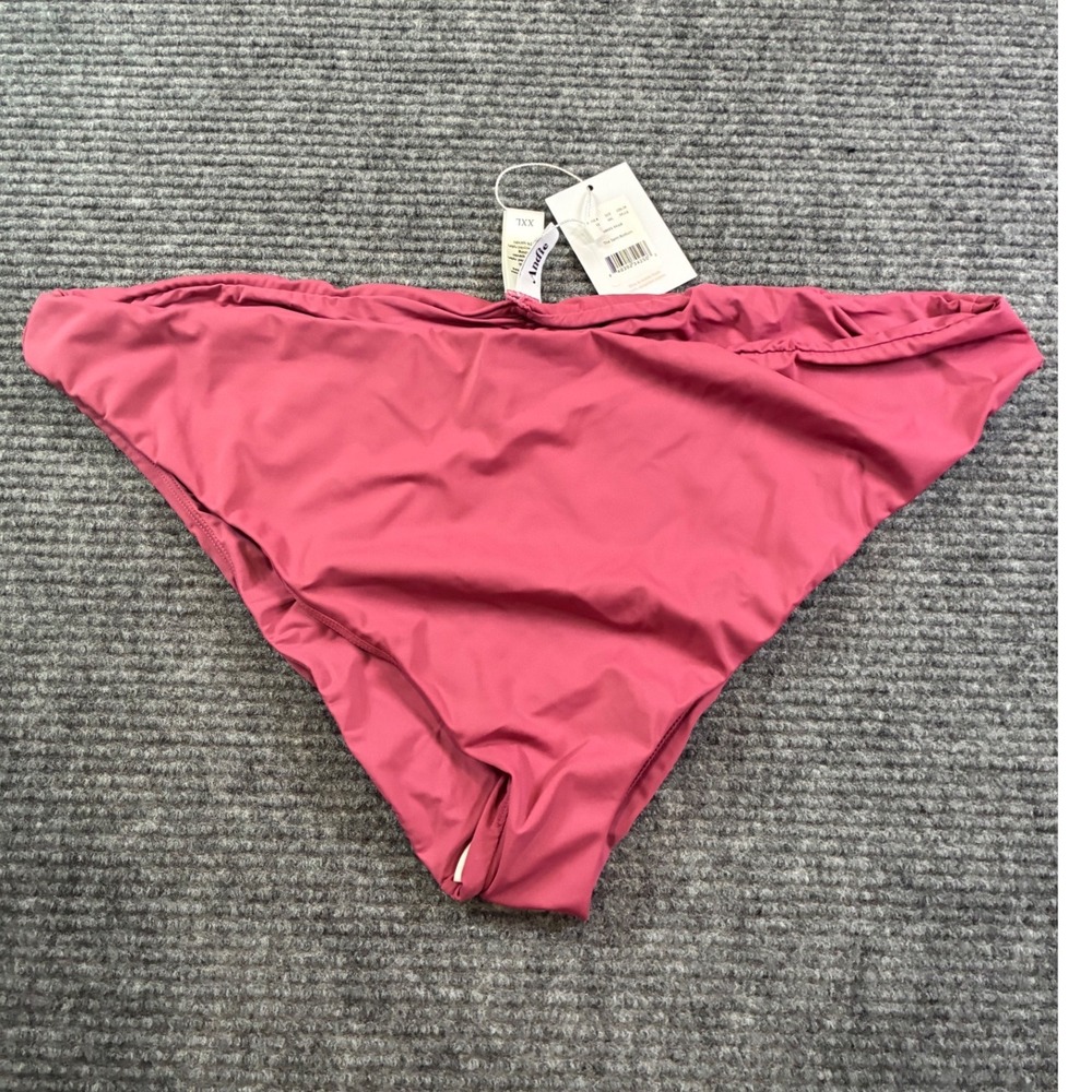 Andie Swim The Symi Bottom Mulberry Pink Ruched High Rise Bikini XXL AB431-MULB